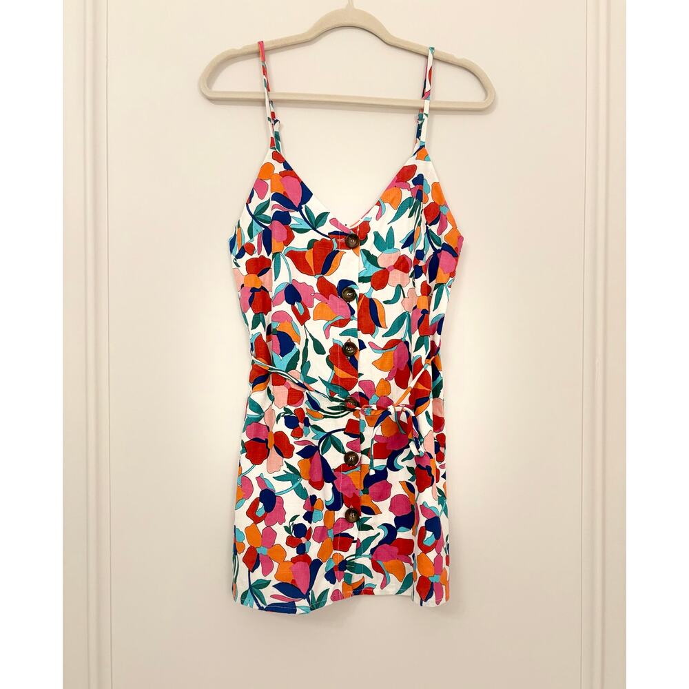 Olivaceous Button Front Summer Dress - Medium